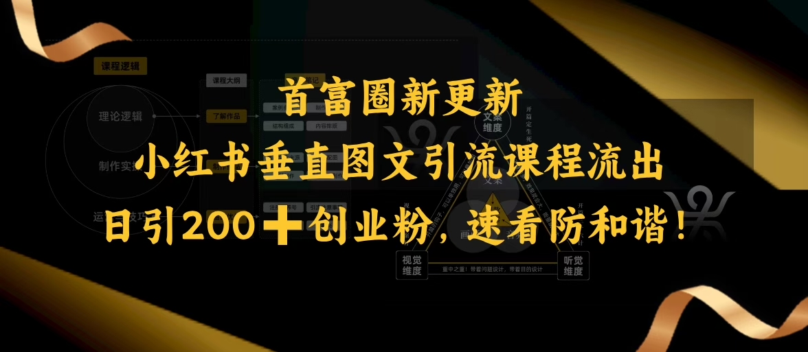 小红书垂直图文引流课程流出，日引200+创业粉，速看防和谐-晟哥学社资源库