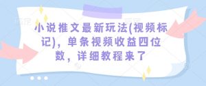 小说推文最新玩法(视频标记)，单条视频收益四位数，详细教程来了-晟哥学社资源库