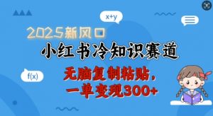 2025新风口,小红书冷知识赛道,无脑复制粘贴,一单变现300+-晟哥学社资源库