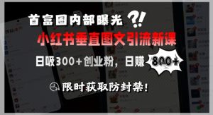 首富圈内部曝光小红书垂直图文引流新课，日吸300+创业粉，日入8张+，限时获取防封禁-晟哥学社资源库