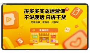拼多多实战运营课,不讲废话只讲干货,简单粗暴,能落地,可复制-晟哥学社资源库
