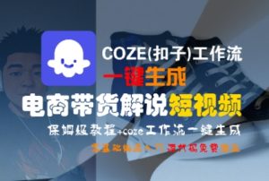 COZE(扣子)工作流一键生成电商带货解说短视频,保姆级教程,0基础快手入门-晟哥学社资源库