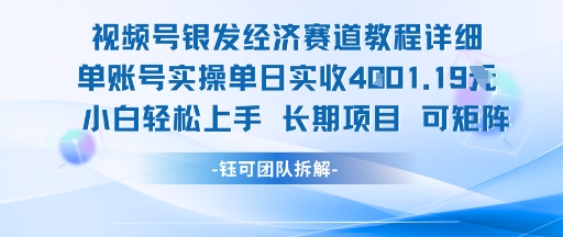 视频号银发经济赛道单账号实操单日实收1k+，小白轻松上手长期项目-晟哥学社资源库