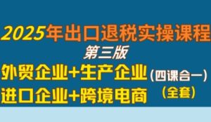 2025年出口退税实操课程,外贸企业+生产企业+进口企业+跨境电商-晟哥学社资源库