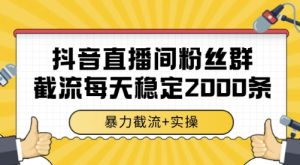 抖音直播间粉丝群截流，稳定采集数据全行业通用 2000条数据一天【揭秘】-晟哥学社资源库