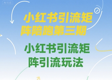 小红书引流矩阵陪跑第三期，小红书引流矩阵引流玩法-晟哥学社资源库