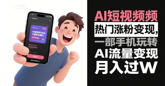AI短视频热门涨粉变现，一部手机玩转AI流量变现，月入过W-晟哥学社资源库