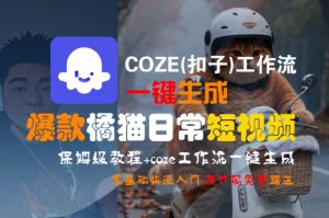 COZE(扣子)工作流一键生成爆款橘猫日常短视频,保姆级教程,零基础快速入门-晟哥学社资源库