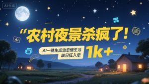 农村夜景杀疯了！AI一键生成治愈系慢生活，单日狂入1k+-晟哥学社资源库
