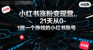 小红书涨粉变现营，21天从0-1做一个挣钱的小红书账号-晟哥学社资源库