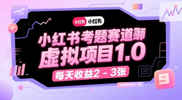 小红书考题赛道虚拟项目1.0，项目操作简单，每天收益2-3张-晟哥学社资源库