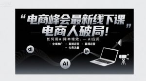 电商峰会最新线下课,电商人破局,如何用AI降本增效,AI应用-全域推广-直播运营-付费流量-晟哥学社资源库