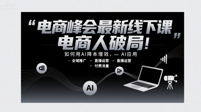 电商峰会最新线下课，电商人破局，如何用AI降本增效，AI应用-全域推广-直播运营-付费流量-晟哥学社资源库