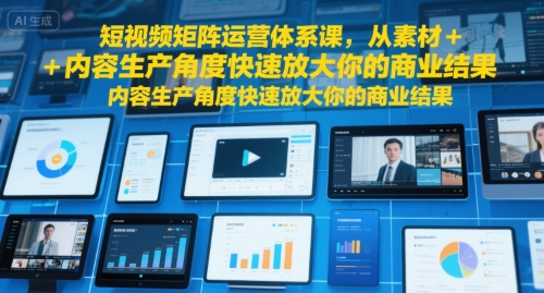 短视频矩阵运营体系课，从素材+内容生产角度快速放大你的商业结果-晟哥学社资源库