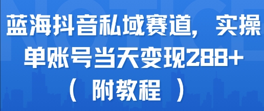蓝海抖音私域赛道，实操单账号当天变现288+(附教程)-晟哥学社资源库