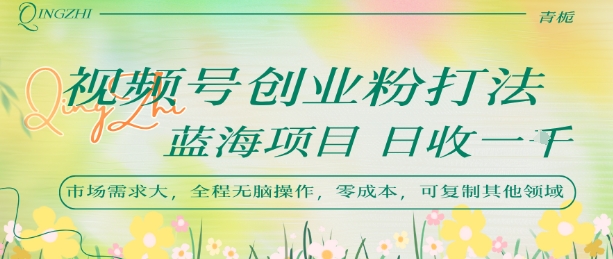 视频号创业粉打法，日入1k，蓝海项目，市场需求大，全程无脑操作，可复制-晟哥学社资源库
