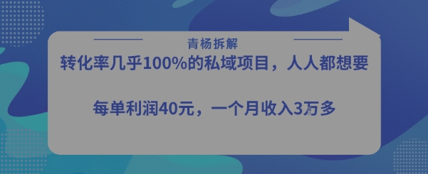 转化率最高的私域项目，每单利润40-50米，月入过1w-晟哥学社资源库