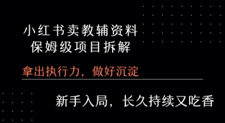 小红书卖小学教辅资料  保姆级项目拆解  1次课程彻底讲清楚!-晟哥学社资源库