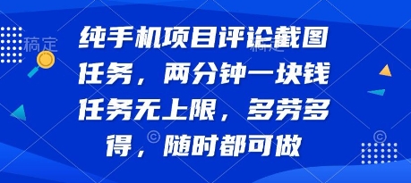 纯手机项目评论截图任务，两分钟一块钱 任务无上限多劳多得，随时随地都能做【揭秘】-晟哥学社资源库