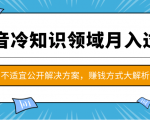 抖音冷知识领域月入过万项目，不适宜公开解决方案 ，抖音赚钱方式大解析！-晟哥学社资源库