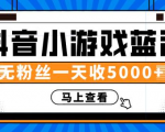 赚钱计划：抖音小游戏蓝海项目，无粉丝一天收入5000+-晟哥学社资源库