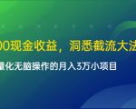 单日500现金收益,洞悉截流大法,一个批量化无脑操作的月入3万小项目-晟哥学社资源库