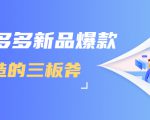 拼多多新品爆款打造的三板斧，快速提升销量+转化+点击率（视频课程）-晟哥学社资源库