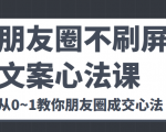 朋友圈不刷屏文案心法课 人人都要懂的商业逻辑 从0~1教你朋友圈成交心法-晟哥学社资源库