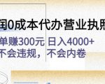 高利润0成本代办营业执照项目:一单赚300元日入4000+不会违规,不会内卷-晟哥学社资源库