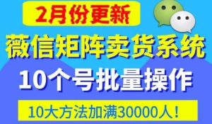 微信矩阵卖货系统，多线程批量养10个微信号，10种加粉落地方法，快速加满3W人卖货！-晟哥学社资源库