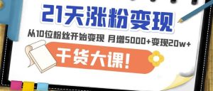 21天精准涨粉变现干货大课:从10位粉丝开始变现月增5000+变现20w+-晟哥学社资源库