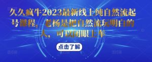 久久疯牛2023最新线上纯自然流起号课程，老杨是把自然流玩明白的人，可以闭眼上车-晟哥学社资源库