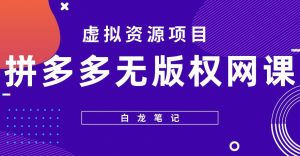 【白龙笔记】拼多多无版权网课项目，月入5000的长期项目，玩法详细拆解【揭秘】-晟哥学社资源库