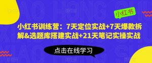 小红书训练营:7天定位实战+7天爆款拆解&选题库搭建实战+21天笔记实操实战-晟哥学社资源库