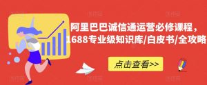 阿里巴巴诚信通运营必修课程,1688专业级知识库/白皮书/全攻略-晟哥学社资源库
