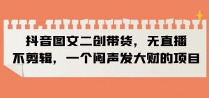 抖音图文二创带货,无直播,不剪辑,一个闷声发大财的项目【揭秘】-晟哥学社资源库