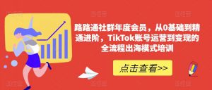 路路通社群年度会员，从0基础到精通进阶，TikTok账号运营到变现的全流程出海模式培训-晟哥学社资源库