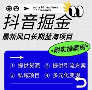 抖音掘金最新风口，长期蓝海项目，日入无上限（附实操案例）【揭秘】-晟哥学社资源库
