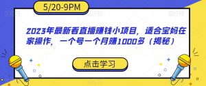 2023年最新看直播赚钱小项目,适合宝妈在家操作,一个号一个月赚1000多(揭秘)-晟哥学社资源库