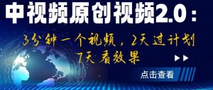 中视频原创视频2.0：3分钟一个视频，2天过计划，7天看效果【揭秘】-晟哥学社资源库