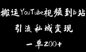搬运YouTube视频到b站，引流私域一单利润200+，几乎0成本！【揭秘】-晟哥学社资源库