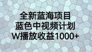 全新蓝海项目,蓝色中视频计划,1W播放量1000+【揭秘】-晟哥学社资源库