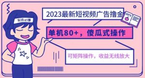 2023最新玩法短视频广告撸金，亲测单机收益80+，可矩阵，傻瓜式操作，小白可上手【揭秘】-晟哥学社资源库