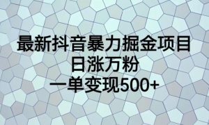 最新抖音暴力掘金项目,日涨万粉,一单变现500+【揭秘】-晟哥学社资源库