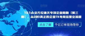 TikTok全方位通关专项企业陪跑【第三期】,从0到1真正的企业TK电商运营全流程-晟哥学社资源库