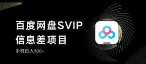 百度网盘SVIP信息差项目，0投入小白极速上手，手机稳定日入300+【揭秘】-晟哥学社资源库