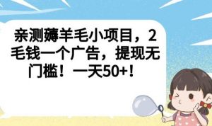 亲测薅羊毛小项目,2毛钱一个广告,提现无门槛!一天50+【揭秘】-晟哥学社资源库