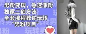 男粉变现,急速涨粉独家二创方法,全套流程教你玩转“男粉项目”【揭秘】-晟哥学社资源库