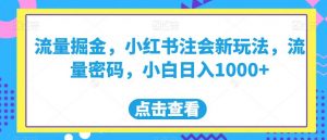 流量掘金,小红书注会新玩法,流量密码,小白日入1000+【揭秘】-晟哥学社资源库