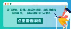 冷门项目,记录儿童成长档案,小红书虚拟资源变现,一部手机实现日入300+【揭秘】-晟哥学社资源库